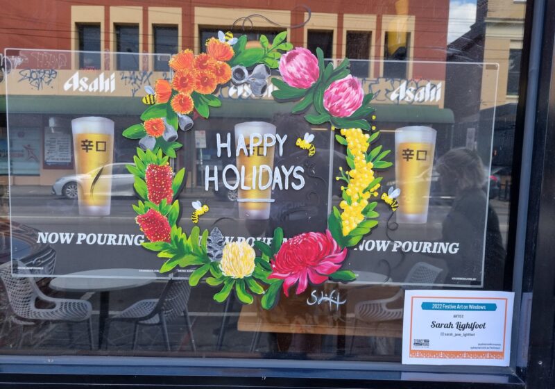 Festive Art on Windows – a festive frolic along Sydney Road Brunswick
