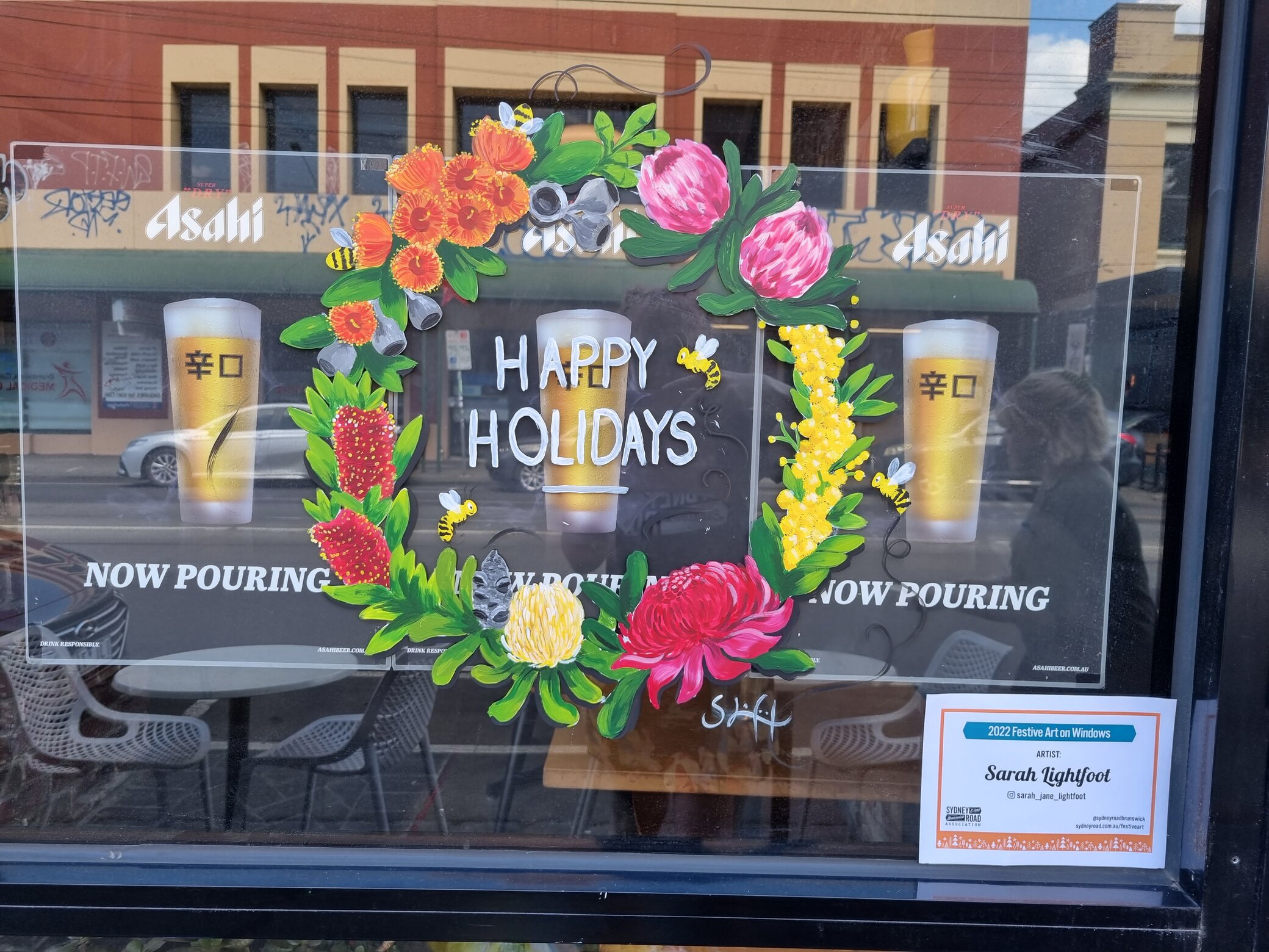 Festive Art on Windows – a festive frolic along Sydney Road Brunswick